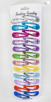 Fashion Jewelry 12 Pcs Dazzling Exquisite Multi Glitter Tic Tac Hair Clips - Sparkling Hair Accessories for Girls & Women